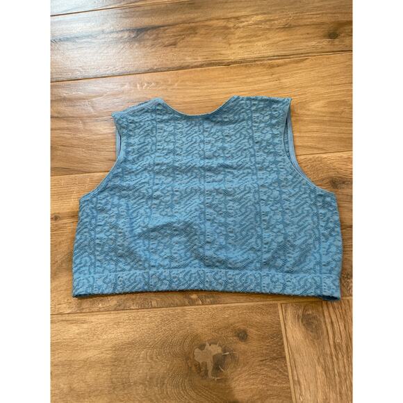 Out from Under Tank Womens M/L Blue Textured Cropped Square Neckline - Picture 3 of 4